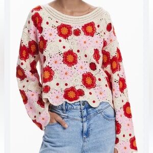 Desigual Multicolor Crochet Top